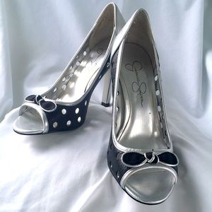 Silver & Black Jessica Simpson Pumps - size 6.5
